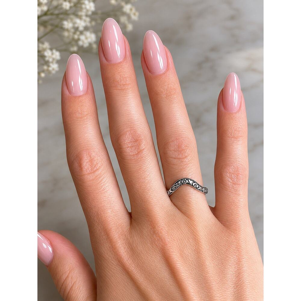 Sterling Silver Chevron Floral Ring Size 6 Curved V Band Wedding Stacker Boho - Picture 6 of 12